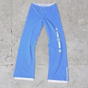 Vintage Y2K Sporty Spice Blue/White Sweatpants W/ Sparkle Font